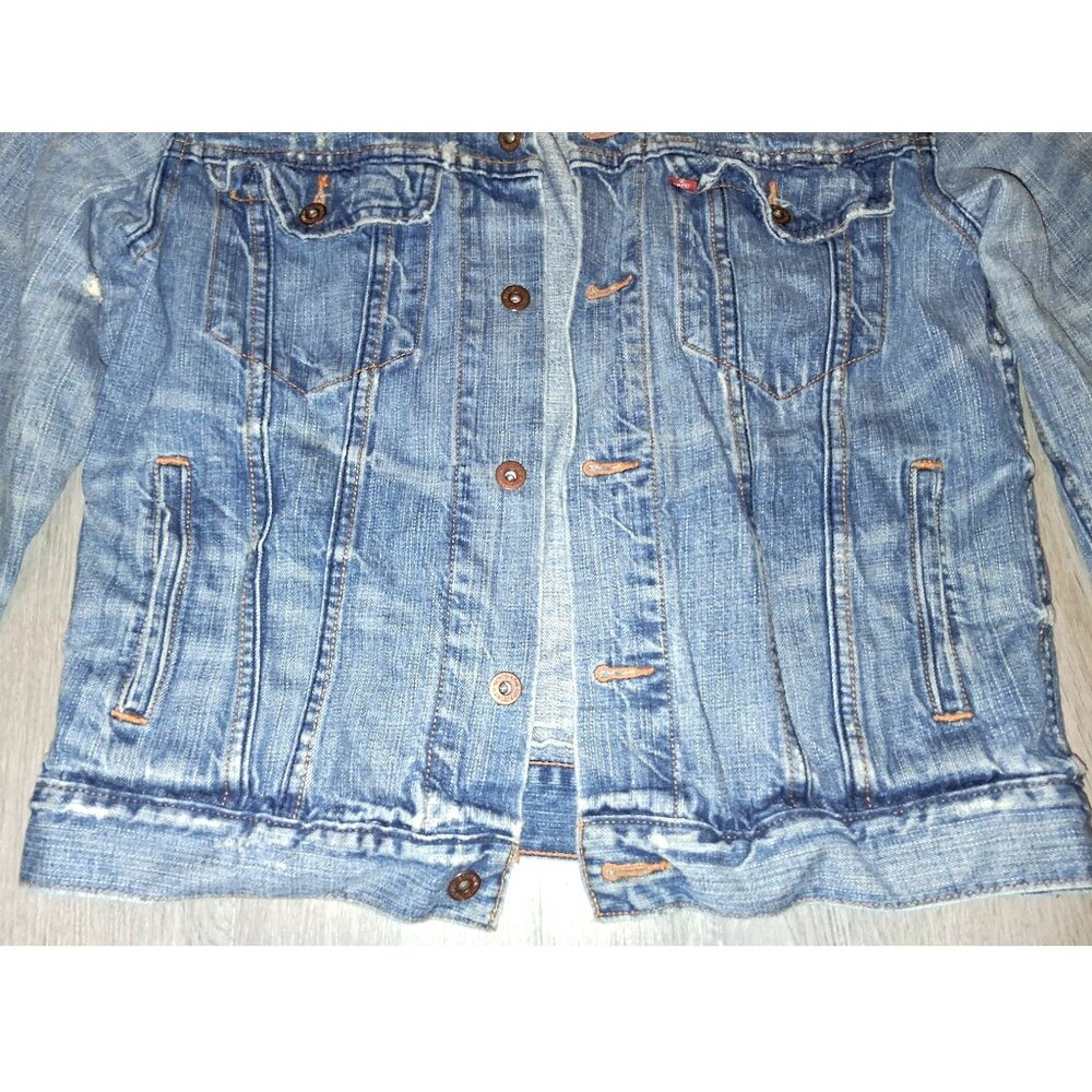 Levi's 70507 Standard Trucker Distressed Denim Jean Jacket Men's Size Medium - Picture 3 of 9
